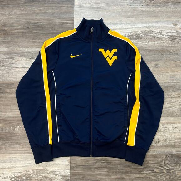 Nike‎ West Virginia Mountaineers Navy Blue Mens M Collared Zip Up Team Jacket - Picture 1 of 10